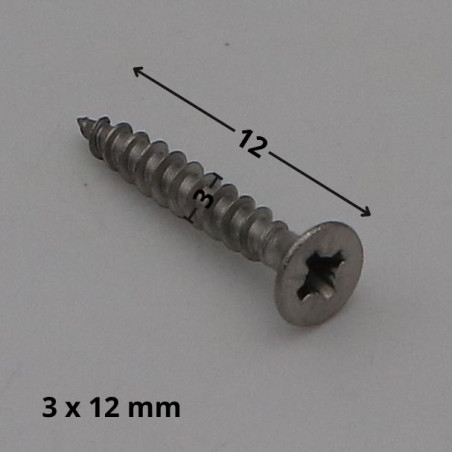 1 x VBA Vis bois agglo Inox A2 Tête fraisée Pozi 3X12 microvis