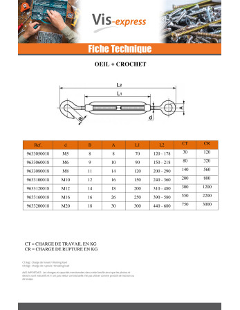 Tendeur oeil oeil M5X70 Oeil 8 Inox A4