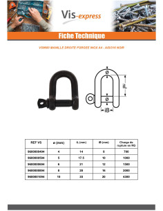 Manille Droite Forgée Inox A4 Noir Diamètre 5 2