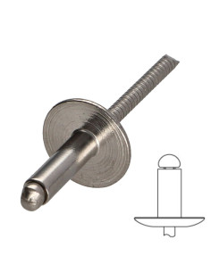 Rivet AL/A4 Tête extra large TEL 4.8X12 RAL9010 blanc pur
