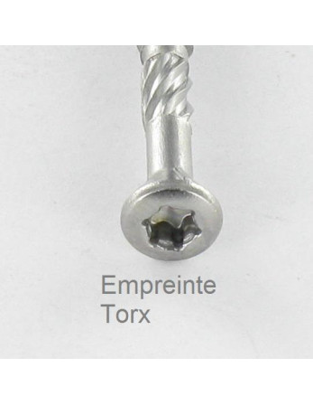Vis DECK TEKOR Tête fraisée bombée TFB TORX T15 4X45 Pointe antifendage type 17 Inox C2