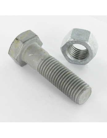 Boulon (vendu avec Ecrou) Tête hexagonale TH M20X65 Classe 8.8 SB Forte tenue à la corrosion Acier galvanisé à