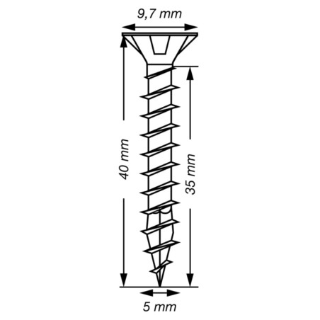 1 x Spax T-STAR PLUS Tête fraisée TORX T20 Inox A2 5X40 Filetage total
