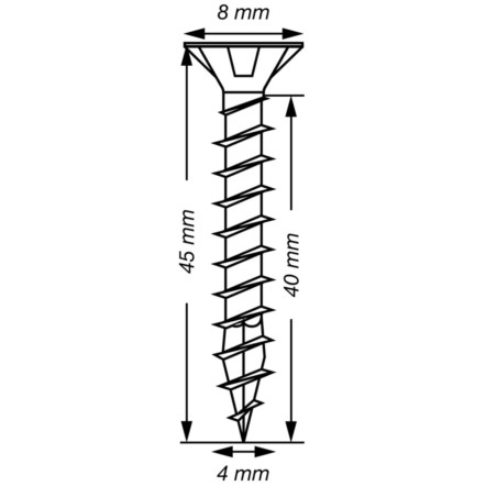 1 x Spax T-STAR PLUS Tête fraisée TORX T20 Inox A2 4X45 Filetage total