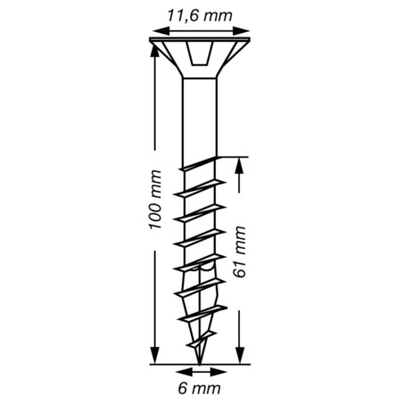 1 x Spax T-STAR PLUS Tête fraisée TORX T30 Inox A2 6X100 Filetée sur 61
