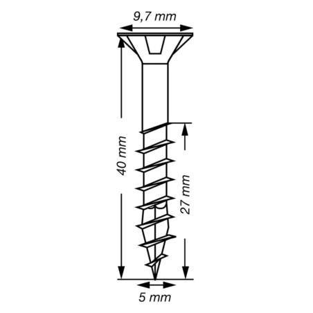 1 x Spax T-STAR PLUS Tête fraisée TORX T20 Inox A2 5X40 Filetée sur 27