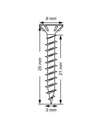 Spax T-STAR PLUS Tête fraisée TORX T10 Inox A2 3X25 Filetage total microvis