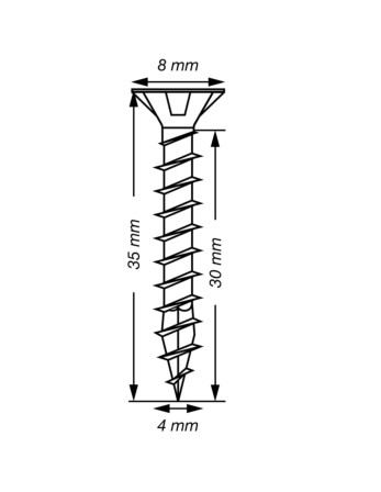 Spax T-STAR PLUS Tête fraisée TORX T20 Inox A2 4X35 Filetage total