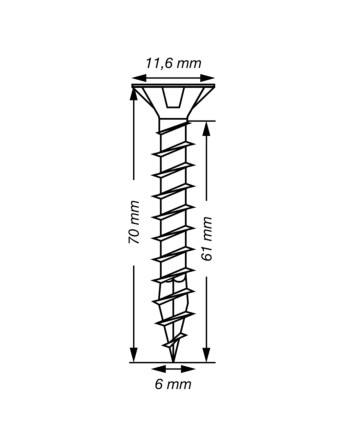 Spax T-STAR PLUS Tête fraisée TORX T30 Inox A2 6X70 Filetage total