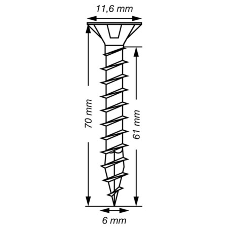 1 x Spax T-STAR PLUS Tête fraisée TORX T30 Inox A2 6X70 Filetage total