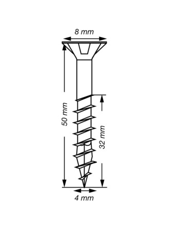 Spax T-STAR PLUS Tête fraisée TORX T20 Inox A2 4X50 Filetée sur 32
