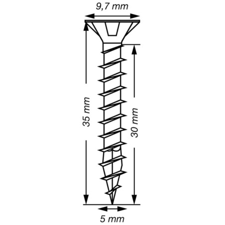 1 x Spax T-STAR PLUS Tête fraisée TORX T20 Inox A2 5X35 Filetage total