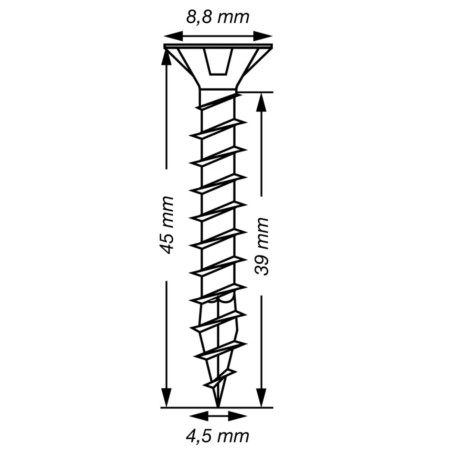 1 x Spax T-STAR PLUS Tête fraisée TORX T20 Inox A2 4.5X45 Filetage total