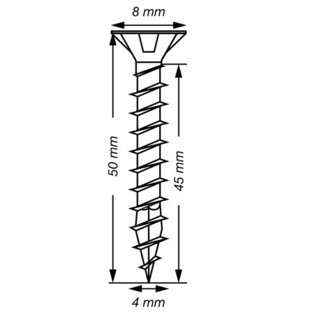 1 x Spax T-STAR PLUS Tête fraisée TORX T20 Inox A2 4X60 Filetage total
