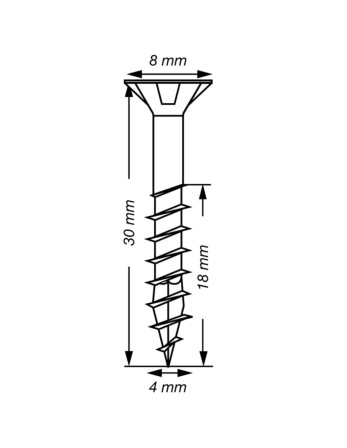 Spax T-STAR PLUS Tête fraisée TORX T20 Inox A2 4X30 Filetée sur 18