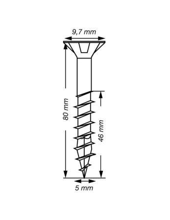 Spax T-STAR PLUS Tête fraisée TORX T20 Inox A2 5X80 Filetée sur 46