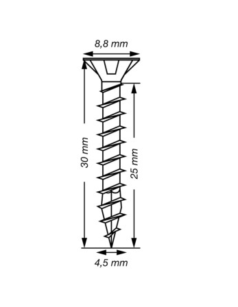 Spax T-STAR PLUS Tête fraisée TORX T20 Inox A2 4.5X30 Filetage total
