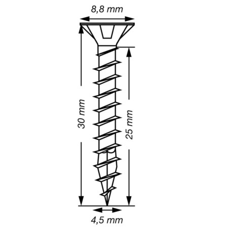 1 x Spax T-STAR PLUS Tête fraisée TORX T20 Inox A2 4.5X30 Filetage total