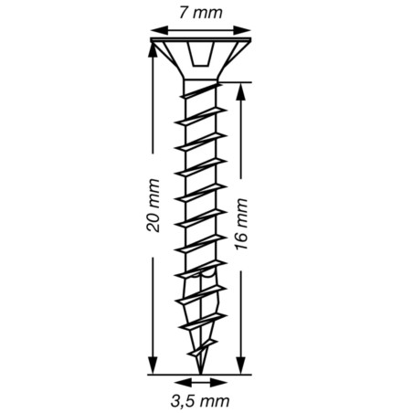 1 x Spax T-STAR PLUS Tête fraisée TORX T15 Inox A2 3.5X20 Filetage total