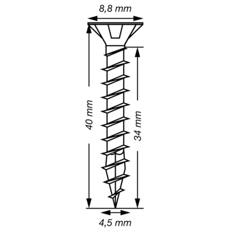 1 x Spax T-STAR PLUS Tête fraisée TORX T20 Inox A2 4.5X40 Filetage total
