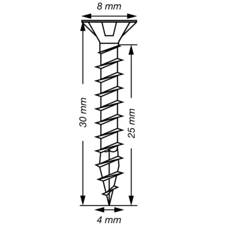 1 x Spax T-STAR PLUS Tête fraisée TORX T20 Inox A2 4X30 Filetage total