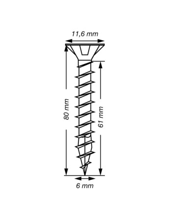 Spax T-STAR PLUS Tête fraisée TORX T30 Inox A2 6X80 Filetage total