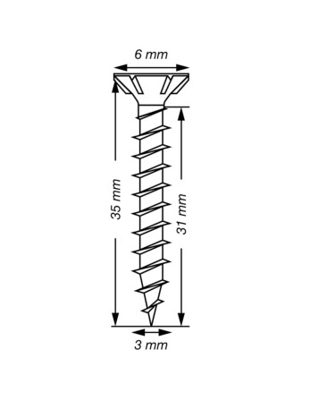 Spax T-STAR PLUS Tête fraisée TORX T10 Inox A2 3X35 Filetage total microvis