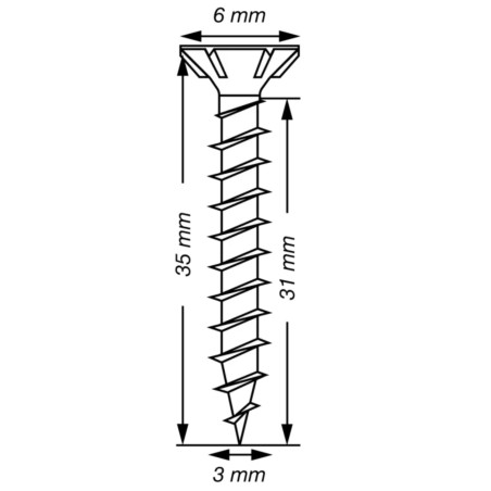 1 x Spax T-STAR PLUS Tête fraisée TORX T10 Inox A2 3X35 Filetage total microvis
