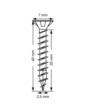 Spax T-STAR PLUS Tête fraisée TORX T15 Inox A2 3.5X40 Filetage total