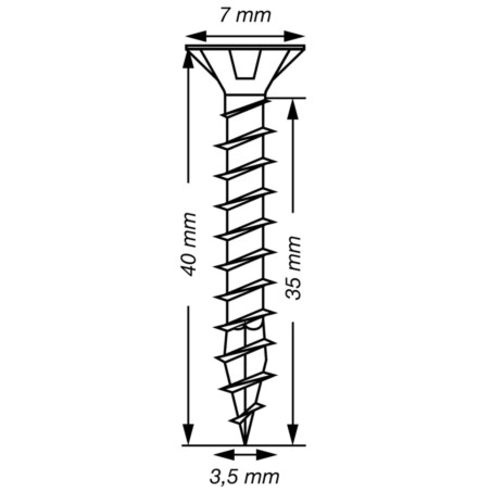 1 x Spax T-STAR PLUS Tête fraisée TORX T15 Inox A2 3.5X40 Filetage total