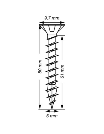 Spax T-STAR PLUS Tête fraisée TORX T20 Inox A2 5X80 Filetage total