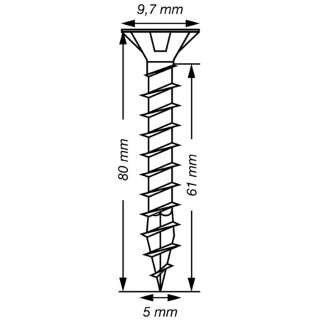 1 x Spax T-STAR PLUS Tête fraisée TORX T20 Inox A2 5X80 Filetage total