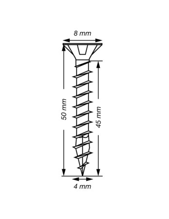 Spax T-STAR PLUS Tête fraisée TORX T20 Inox A2 4X50 Filetage total