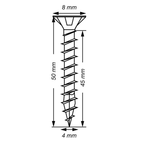 1 x Spax T-STAR PLUS Tête fraisée TORX T20 Inox A2 4X50 Filetage total