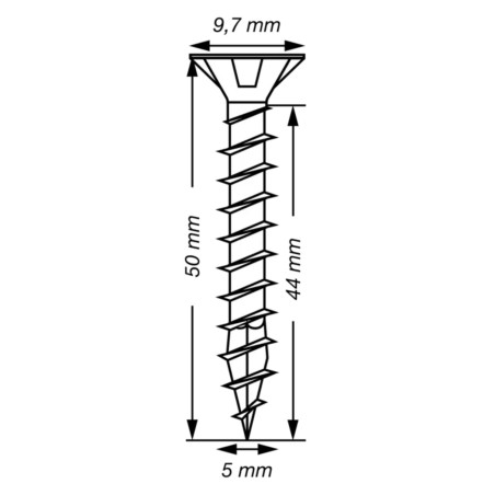 1 x Spax T-STAR PLUS Tête fraisée TORX T20 Inox A2 5X50 Filetage total