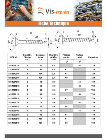Spax T-STAR PLUS Tête fraisée TORX T20 Inox A2 4X50 Filetage total