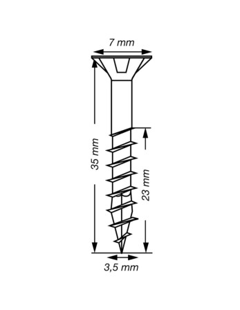 Spax T-STAR PLUS Tête fraisée TORX T15 Inox A2 3.5X35 Filetée sur 23