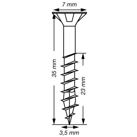1 x Spax T-STAR PLUS Tête fraisée TORX T15 Inox A2 3.5X35 Filetée sur 23