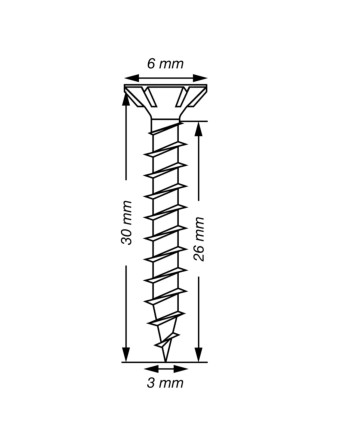 Spax T-STAR PLUS Tête fraisée TORX T10 Inox A2 3X30 Filetage total microvis