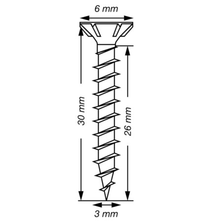 1 x Spax T-STAR PLUS Tête fraisée TORX T10 Inox A2 3X30 Filetage total microvis