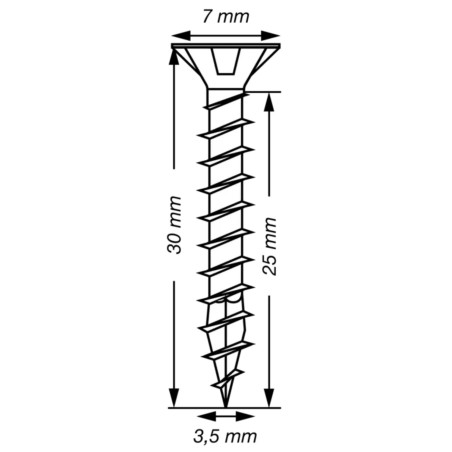 1 x Spax T-STAR PLUS Tête fraisée TORX T15 Inox A2 3.5X30 Filetage total