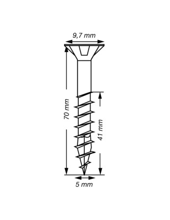 Spax T-STAR PLUS Tête fraisée TORX T20 Inox A2 5X70 Filetée sur 41
