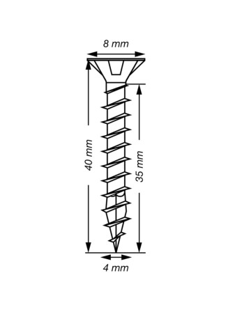 Spax T-STAR PLUS Tête fraisée TORX T20 Inox A2 4X40 Filetage total
