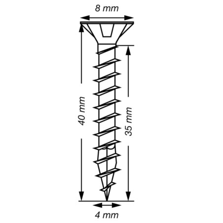 1 x Spax T-STAR PLUS Tête fraisée TORX T20 Inox A2 4X40 Filetage total