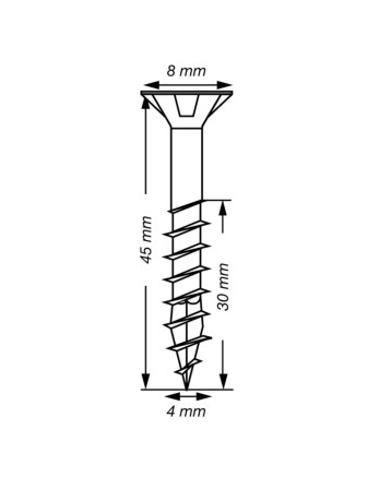 Spax T-STAR PLUS Tête fraisée TORX T20 Inox A2 4X45 Filetée sur 30