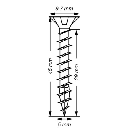 1 x Spax T-STAR PLUS Tête fraisée TORX T20 Inox A2 5X45 Filetage total