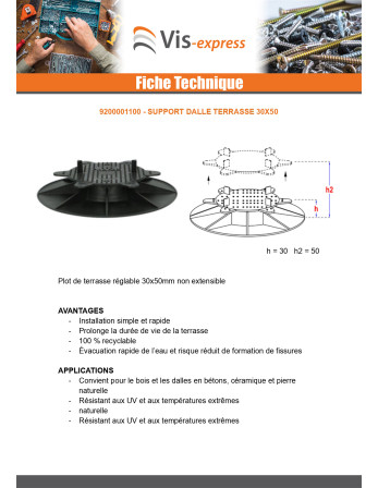 Support dalle terrasse 30X50