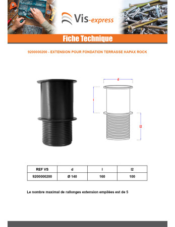 Extension pour fondation terrasse HAPAX ROCK 140X260