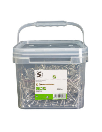 Seau de 1000 Vis terrasse 5X60 Inox A2 Tête fraisée TORX T25 Pointe antifendage type 17