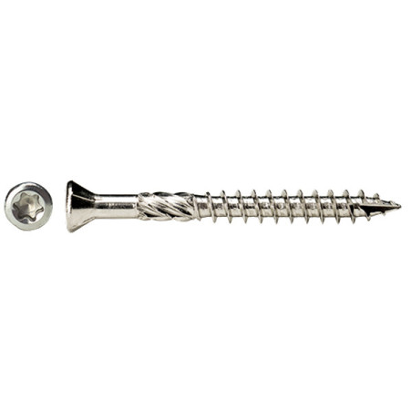 1 x Seau de 1000 Vis terrasse 5X60 Inox A2 Tête fraisée TORX T25 Pointe antifendage type 17